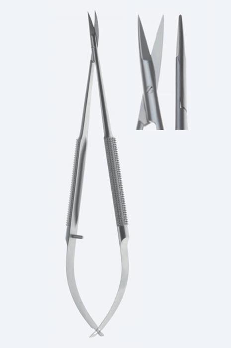 Ножиці, хірургічні, мікро, кругла ручка, довжина лез 14 мм, прямі, гострокінцеві, загальна довжина 145 мм, 5 3/4". Бренд - Asanus Medizintechnik Gmb, Німеччина